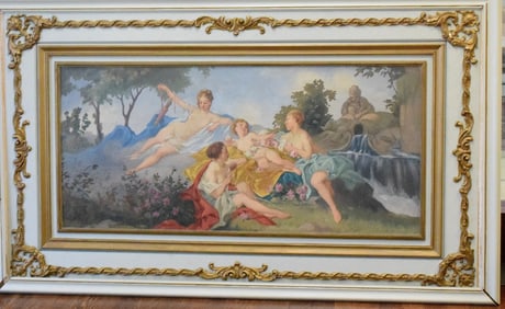 LARGE DECORATIVE ALLEGORICAL PAINTING FRESCO