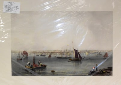 LARGE ENGRAVING OF BOSTON HARBOR 1857