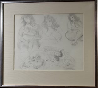 MANNER OF OR RAPHAEL SOYER NUDES PENCIL DRAWING