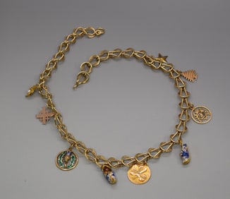 14K YELLOW GOLD NECKLACE with 14k & 10k CHARMS