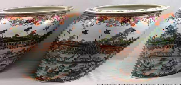 CHINESE PORCELAIN FISHBOWL PLANTERS HONGS CANTON (1 of 17)