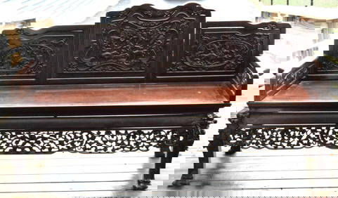 19TH/20TH CHINESE CARVED SETTEE (1 of 12)