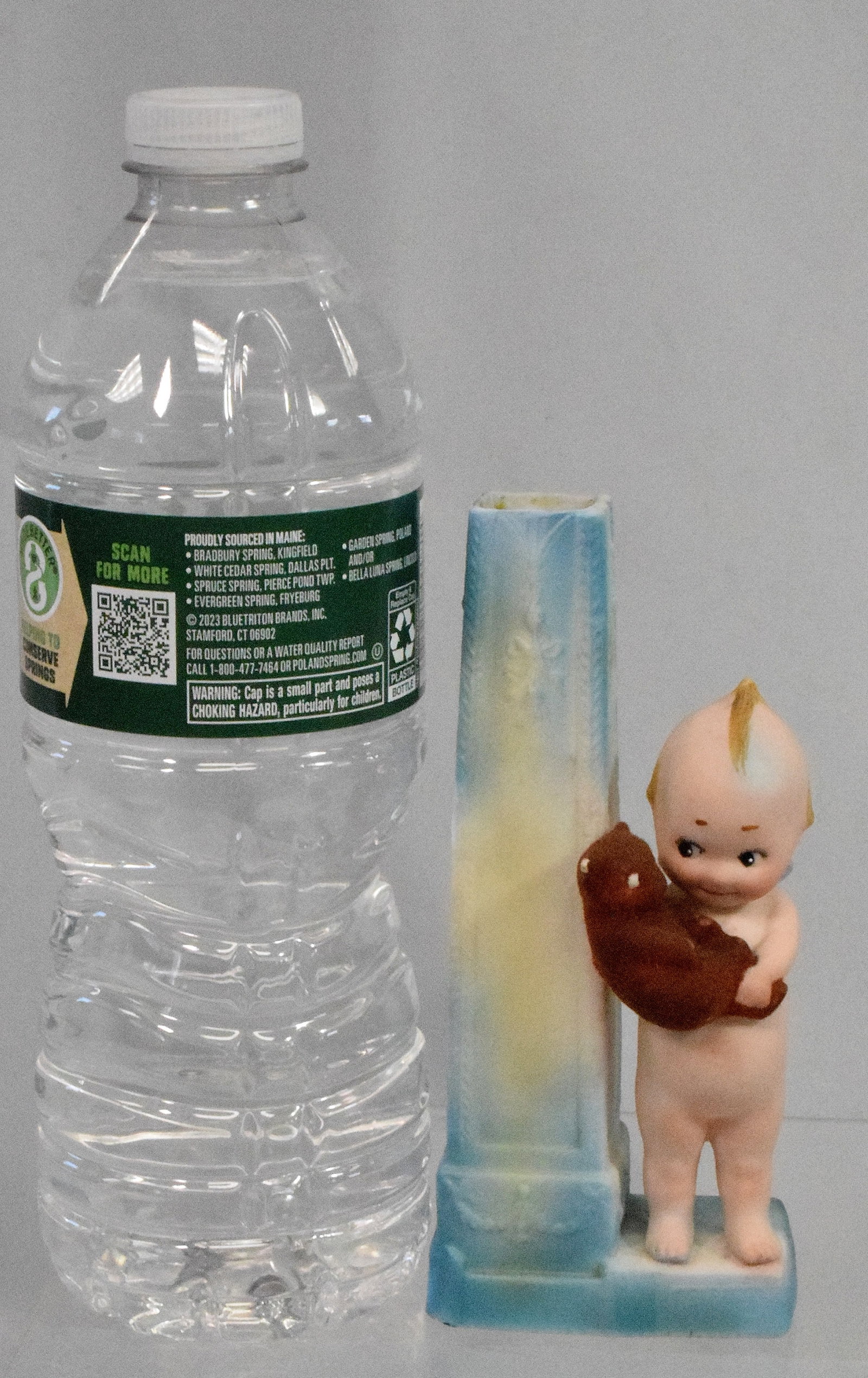 GERMAN KEWPIE BISQUE FIGURE WITH VASE & BEAR (1 of 5)