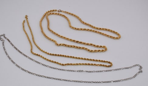 (3) 14K WHITE AND YELLOW GOLD NECKLACES