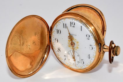 14K YELLOW GOLD WALTHAM HUNTERS CASE POCKET WATCH