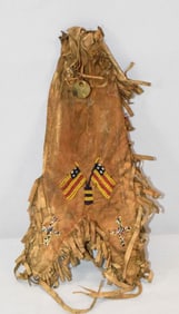 PLAINS INDIAN PATRIOTIC HIDE POUCH