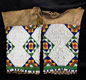 19th PLAINS INDIAN BEADED HIDE LEGGINGS