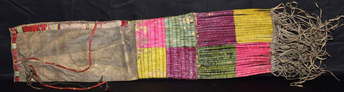 19th PLAINS INDIAN QUILL WORK HIDE PIPE BAG