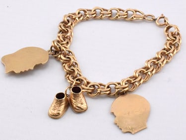 14K YELLOW GOLD CHARM BRACELET