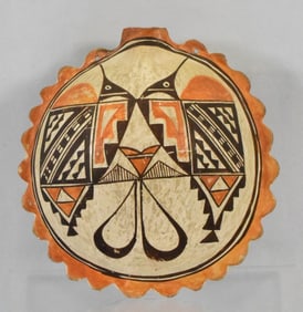 NATIVE AMERICAN ACOMA OR ZUNI POTTERY CANTEEN