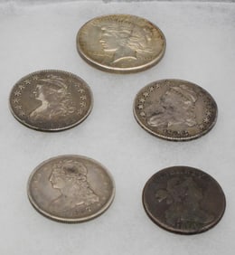 (5) ASSEMBLED EARLY US COINS