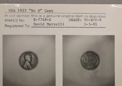 US 1922 LINCOLN ONE CENT NO D
