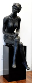 ALICE WINANT LIFE SIZE BRONZE SEATED FEMALE