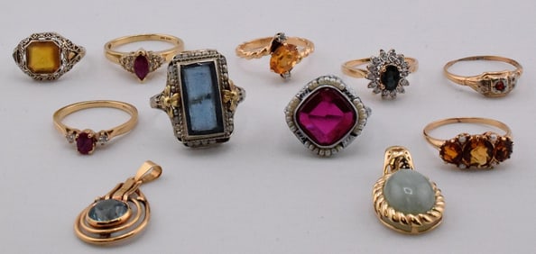 14K YELLOW AND WHITE GOLD JEWELRY GROUPING