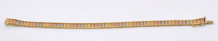 18KT VINTAGE TRICOLOR FLEXIBLE GOLD BRACELET