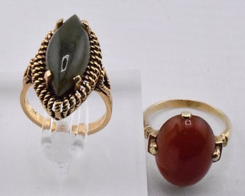 (2) 14K GOLD & GEMSTONE RINGS