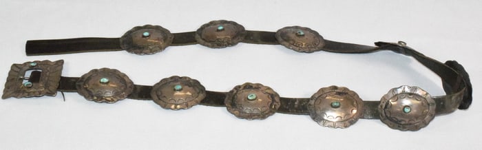 SILVER AND TURQUOISE CONCHO BELT
