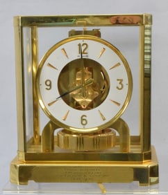 LECOULTE ATMOS BRASS & GLASS MANTLE CLOCK