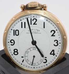 HAMILTON 23 JEWEL GOLDPLATED POCKET WATCH