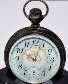 WALTHAM STERLING OPEN FACE POCKET WATCH