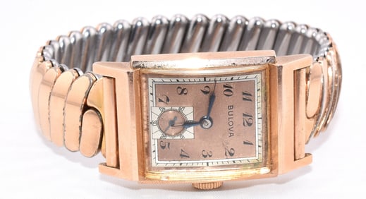 14K BULOVA MANS 17 JEWEL SWISS WRIST WATCH