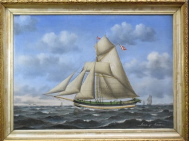 JORGEN DAHL SCHOONER OIL PAINTING