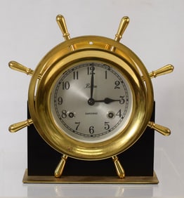 BRASS CHELSEA BOSTON SHIPSTRIKE CLOCK.
