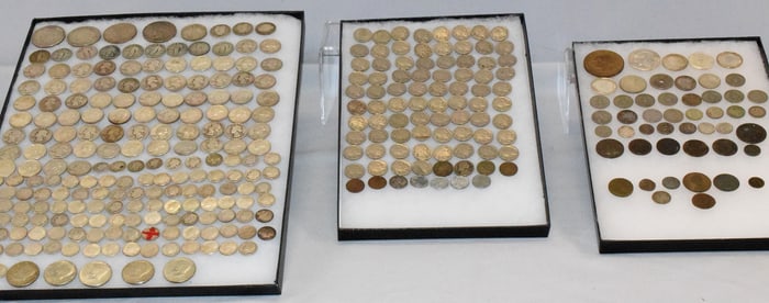 ASSEMBLED US SILVER, US COINS & FOREIGN COINS
