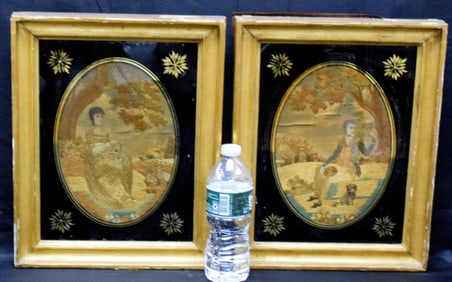 PAIR 18TH/19TH C ENGLISH NEEDLEWORK PICTURES