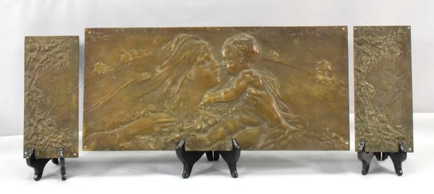BRONZE RELIEF WALL PLAQUE MOTHER & CHILD
