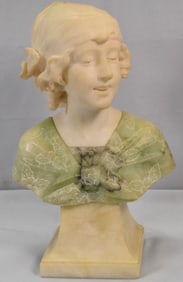 19th/20th CARVED ALABASTER FEMALE BUST
