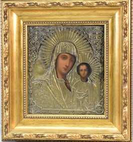 19TH/20TH C RUSSIAN ICON OUR LADY OF KAZAN