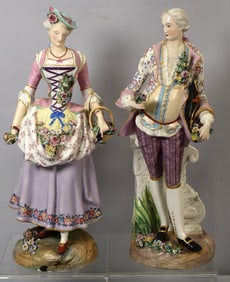 19TH C MEISSEN DRESDEN PORCELAIN GARDENER FIGURES