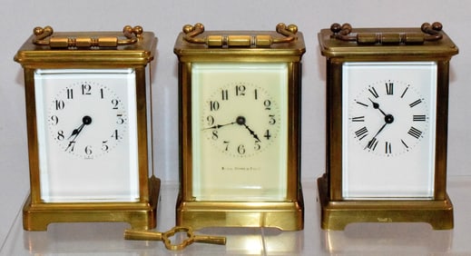 (3) FRENCH BRASS AND GLASS CARRIAGE CLOCKS