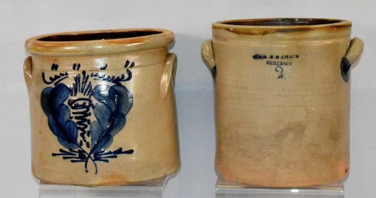 (2) ASSEMBLED 19TH C STONEWARE CROCKS