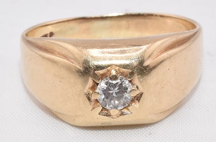14K YELLOW GOLD AND DIAMOND MENS RING
