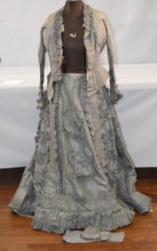 2 PIECE SILK TAFFETA DAY DRESS 19TH CENTURY