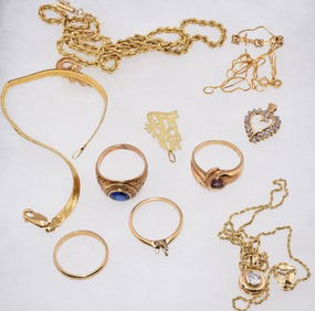 ASSEMBLED 10K / 14K GOLD JEWELRY ITEMS