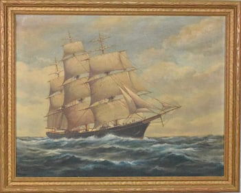 T. BAILEY SHIP OIL PAINTING