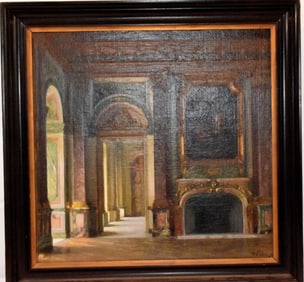 MAURICE LOBRE (1862-1951) INTERIOR OIL PAINTING