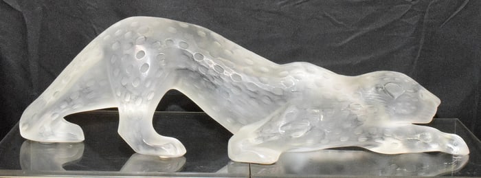 LALIQUE FROSTED GLASS LEOPARD