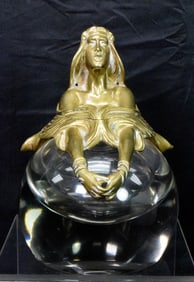 BACCARAT ART NOUVEAU  BRONZE FIGURAL INKWELL