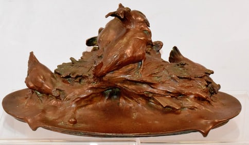 ERNEST SANGLAN BRONZE ROOSTER INKWELL