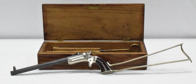 STEVENS TIP-UP SINGLE SHOT POCKET RIFLE. & BOX
