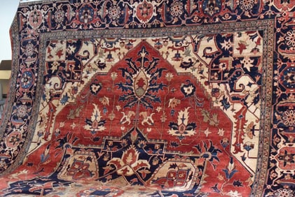 ANTIQUE HERIZ SERAPI ROOMSIZE PERSIAN ORIENTAL RUG