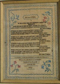 1809 JAMAICA PLAIN SCHOOL NEEDLEWORK SAMPLER