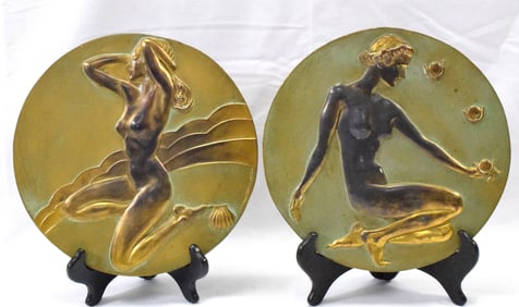 PAIR McCLELLAND BARCLAY ROUND BRONZE PLAQUES