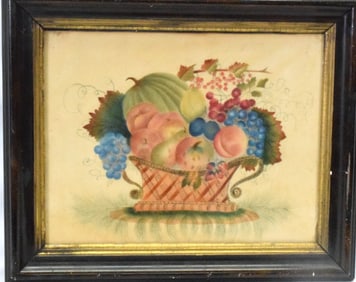 19TH THEORUM OF BASKET OF FRUIT ON VELVET