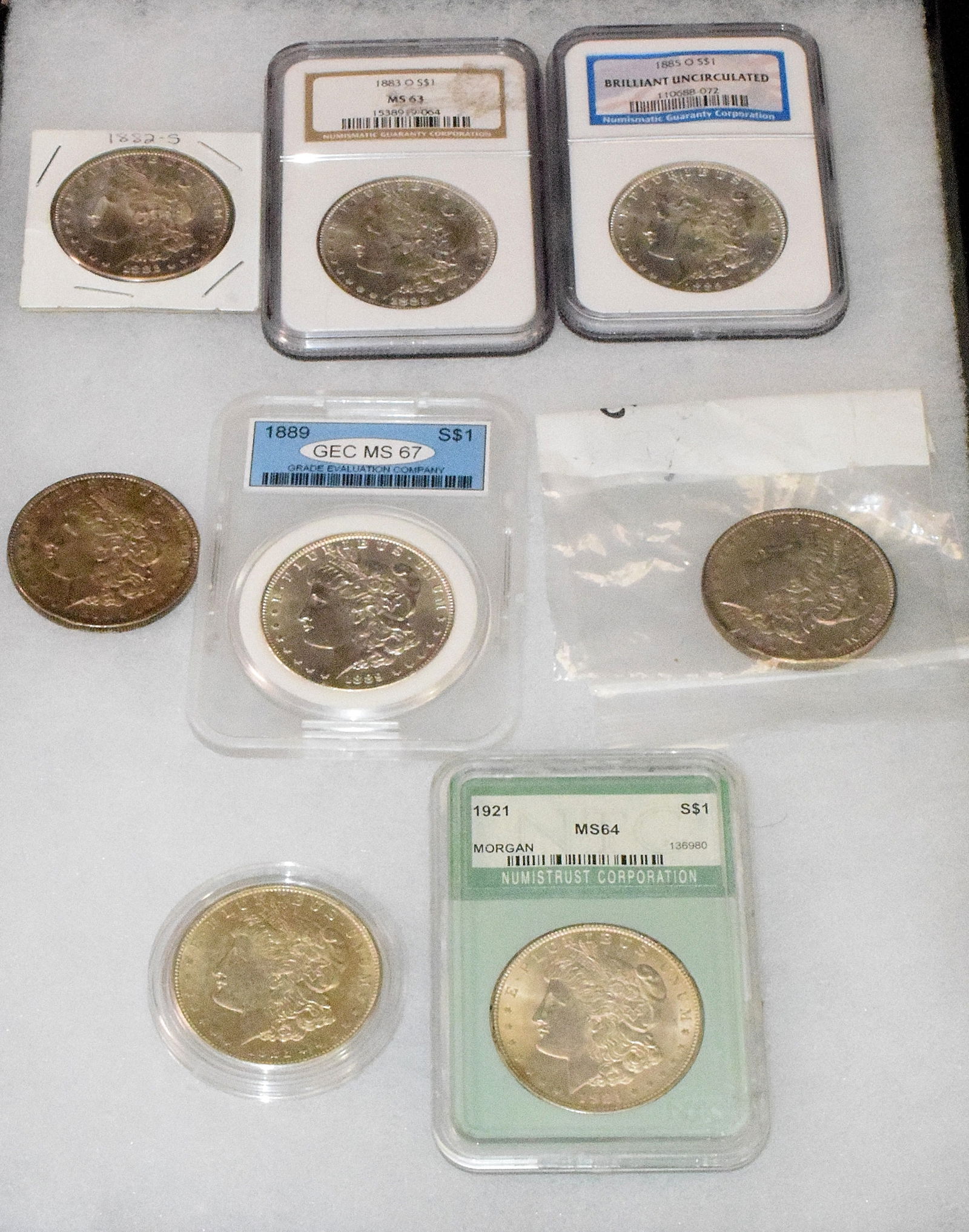 US SILVER MORGAN DOLLARS, SOME GRADED (1 of 19)