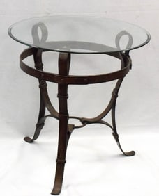 JACQUES ADNET HERMES STYLE EQUESTRIAN SIDE TABLE